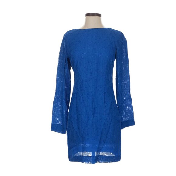 Cushnie et Ochs Blue Silk-blend Dress with Back Cowl Detail.  Size 4. - Picture 1 of 4